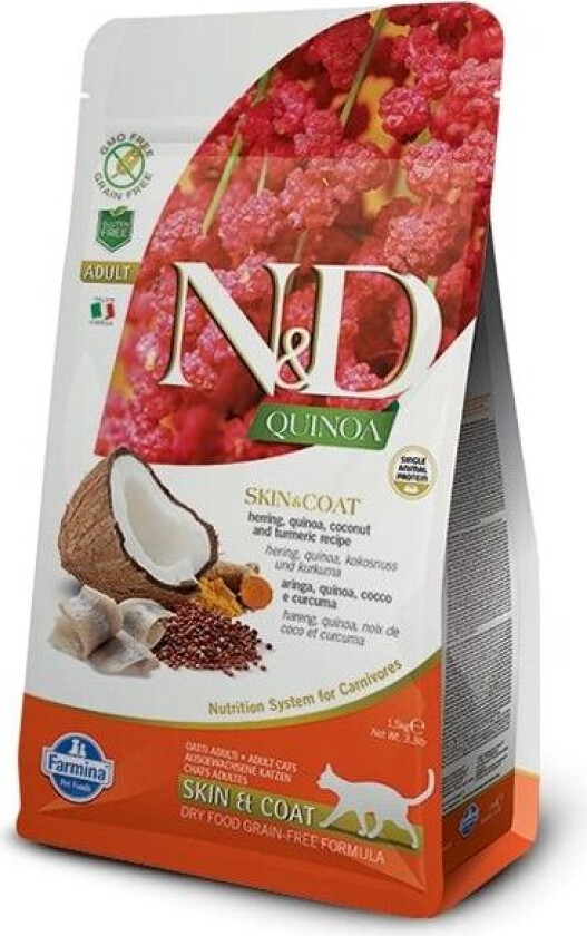 N&D Quinoa Skin & Coat Herring Tørrfôr til katt 1,5 kg