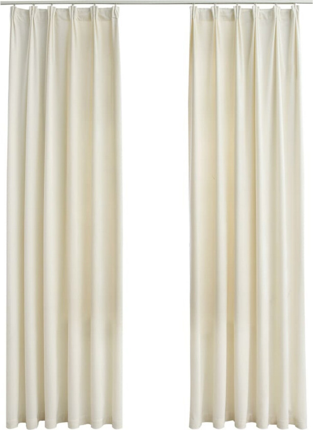 Lystette gardiner med kroker 2 stk fløyel krem 140x245 cm