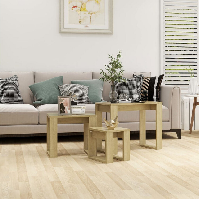 Stablebord 3 stk sonoma eik konstruert tre