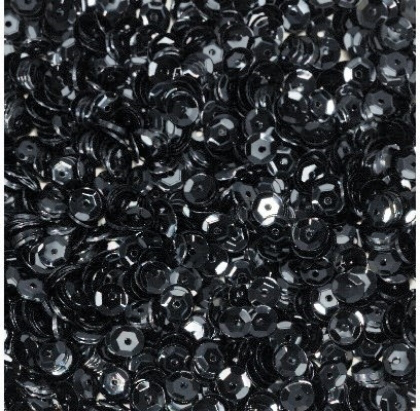 Paljetter 5mm 500g, Svart