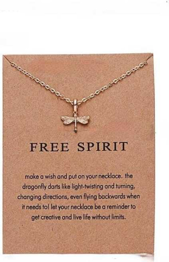 Free spirit - halskjede 18K gullbelagt gave dragonfly julegave