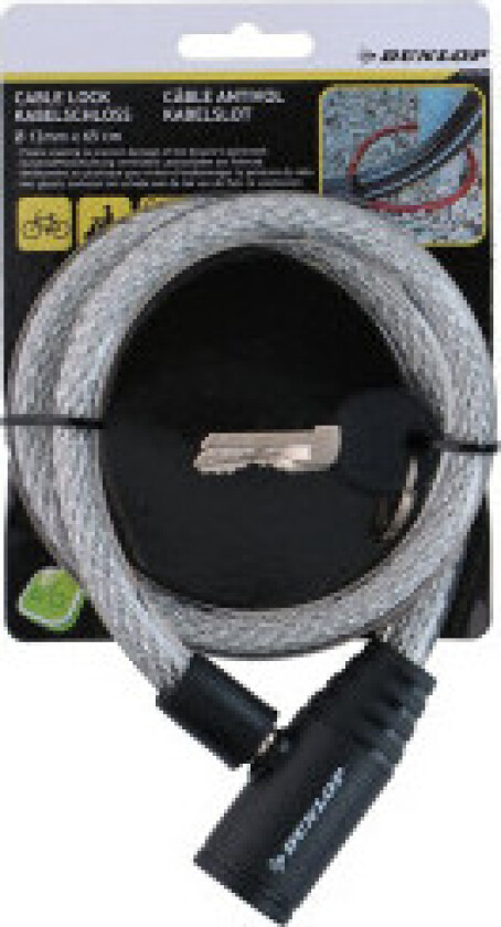 Dunlop - Nøklet spiral sykkellås 65 cm