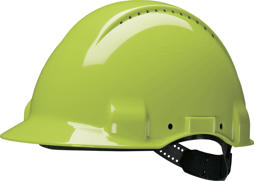Peltor sikkerhedshjelm - G3000 Uvicator, Hi-viz gul, vent. huller,4-pkt ophæng,EN 397