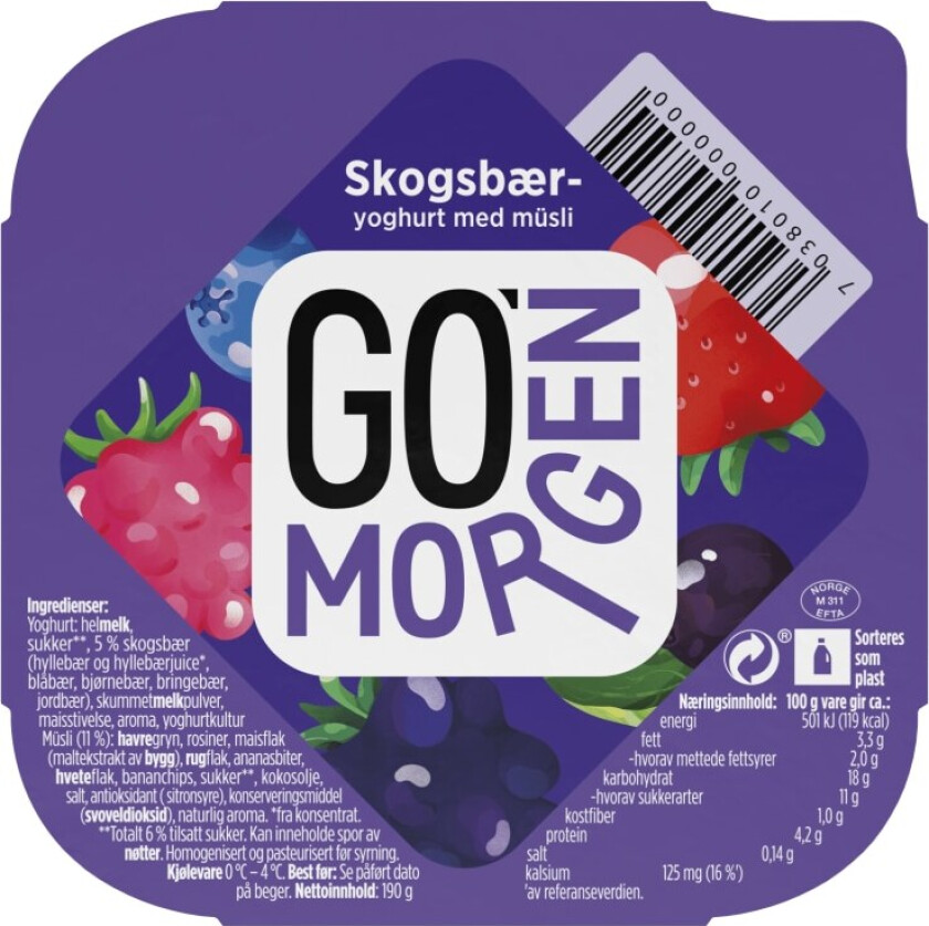 Tine Go' Morgen Skogsbær/Müsli 190g