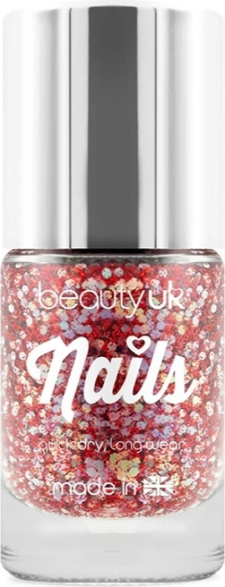 Beauty UK Glitter Nail Polish - Astral Stars Red