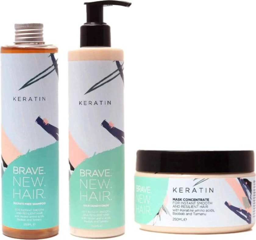 3-pack Brave. New. Hair. Keratin Schampoo + Conditioner + Mask