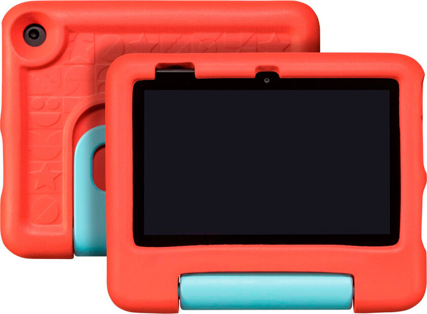 Fire 7 Kids Tablet (2022) WiFi 16 GB, med rødt etui, uten reklame