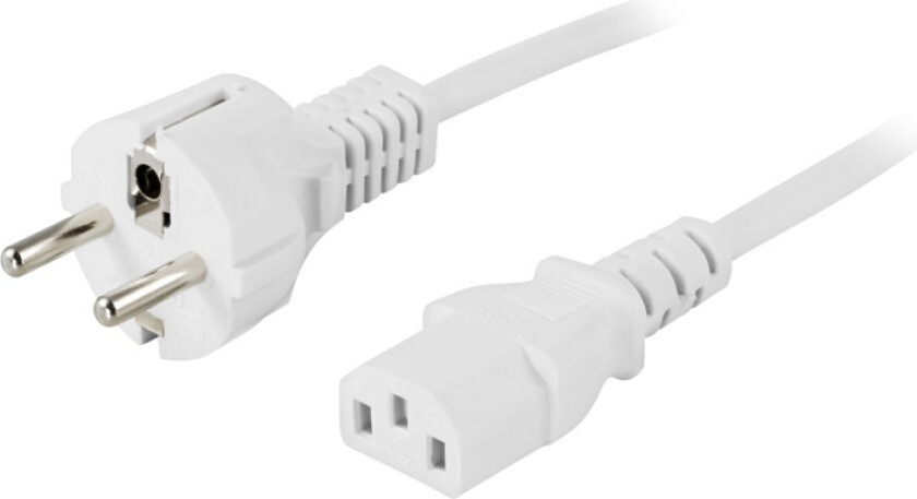 Bilde av apparatkabel, rak CEE 7/7 - rak IEC C13, 5m, vit