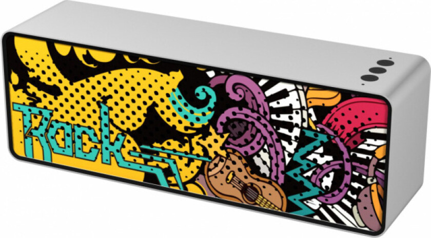 Bluetooth-høyttaler, sølv med graffiti