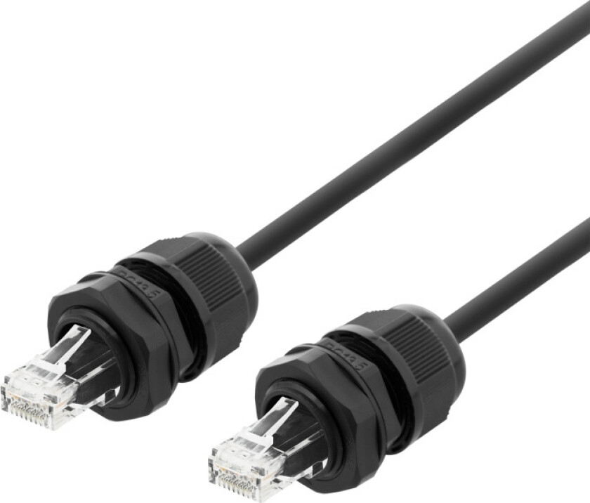 S/FTP Cat6a patch cable, 3m, IP68, PG13.5, black