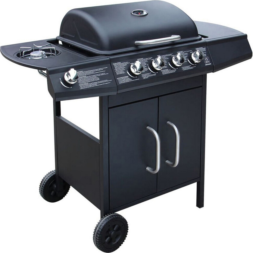 Gassgrill 4+1 kokesoner svart