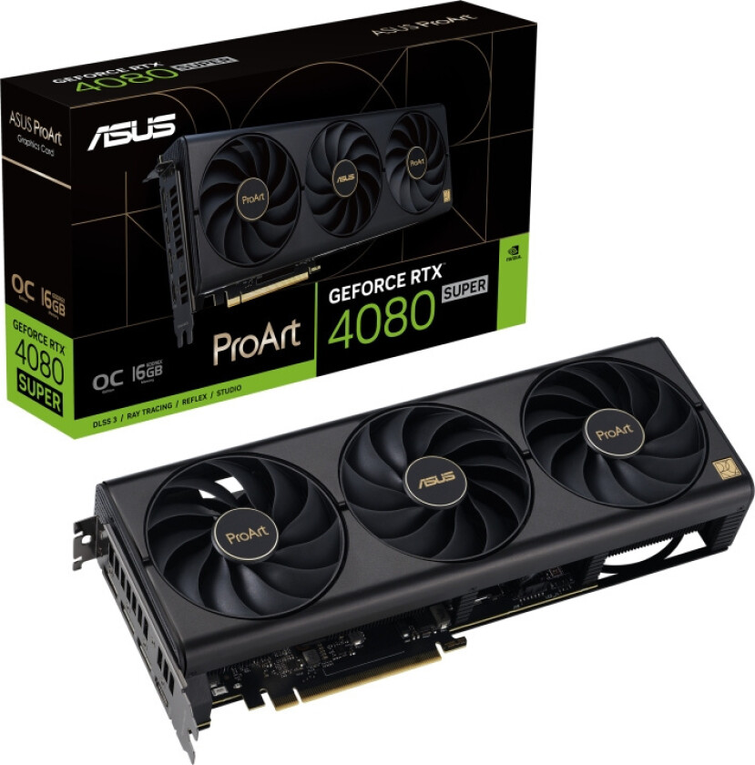 ASUS GeForce PROART-RTX4080S-O16G grafikkort, svart