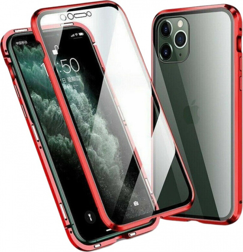 Gjennomsiktig Iphone 12 Pro Max magnetisk glassdeksel, Rød