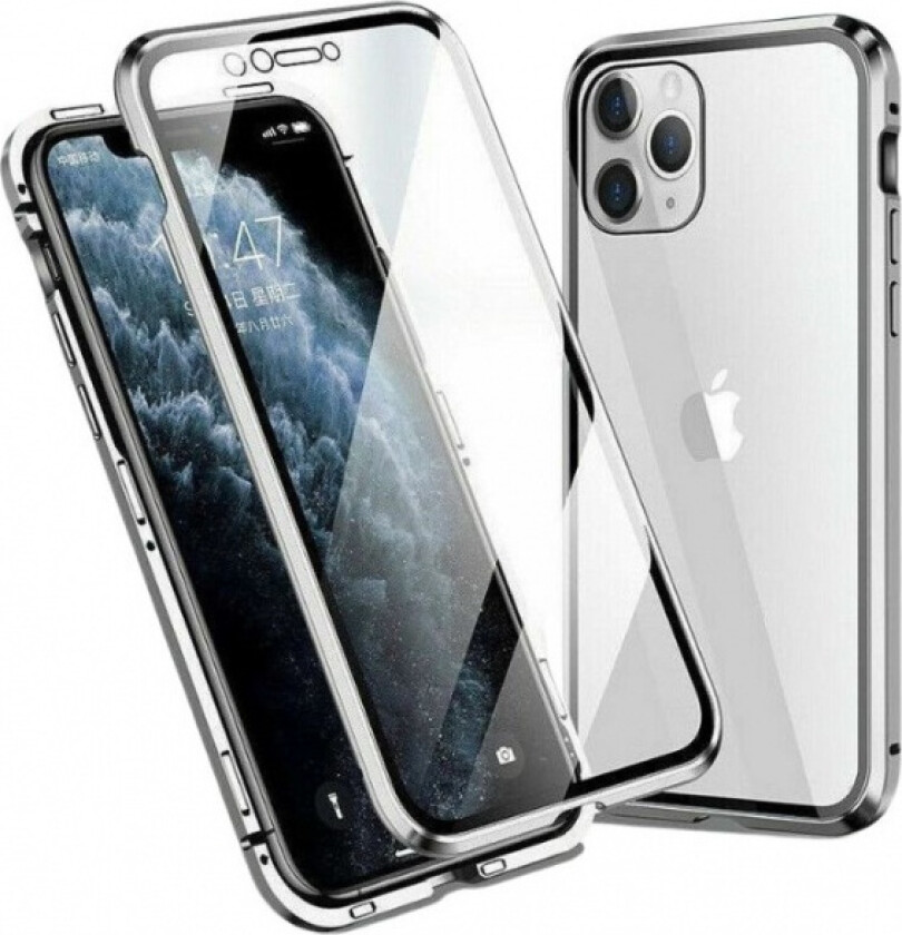 Gjennomsiktig Iphone 12 Mini magnetisk glassdeksel, Sølv