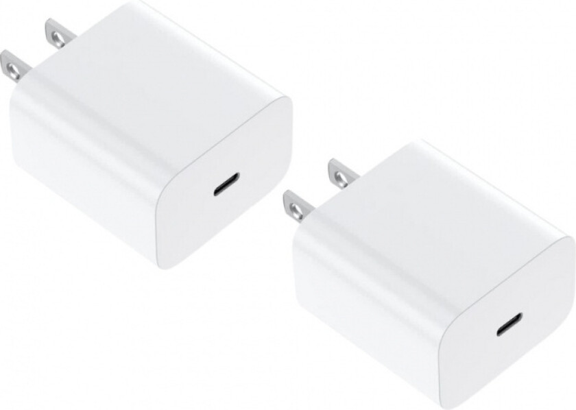 2-pakning hurtigladere med amerikansk støpsel, USB-C