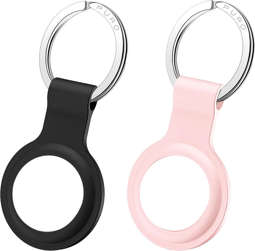 PURO Icon - Eske for airtag - med krok - silikon - svart, rosa (en pakke 2) - for Apple AirTag