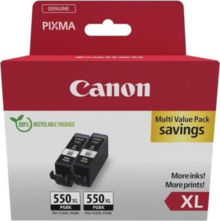 PGI-550XL Blekkpatron svart twin pack