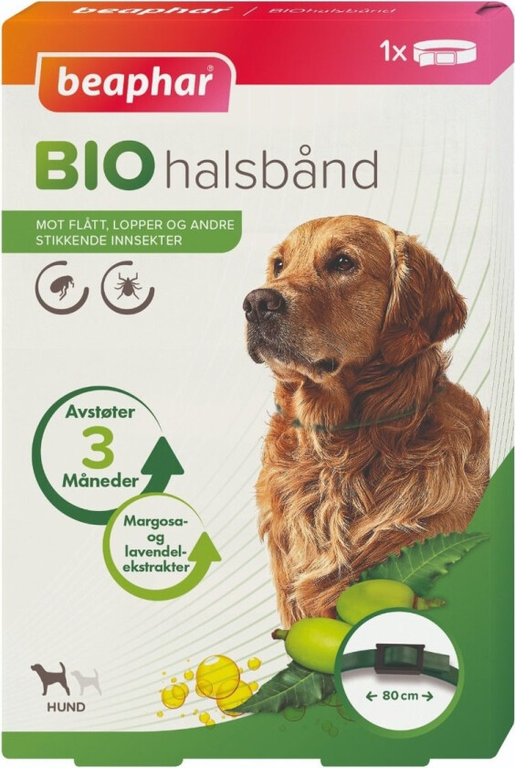 Biohalsbånd flåtthalsbånd til hund 80 cm