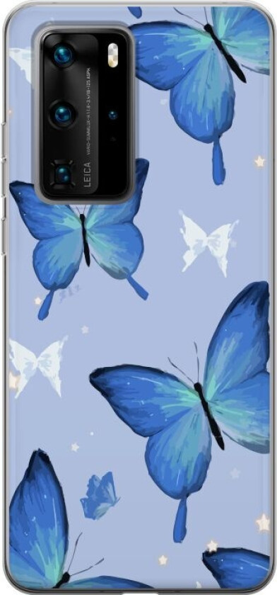 Mobildeksel til Huawei P40 Pro med Blå sommerfugler motiv