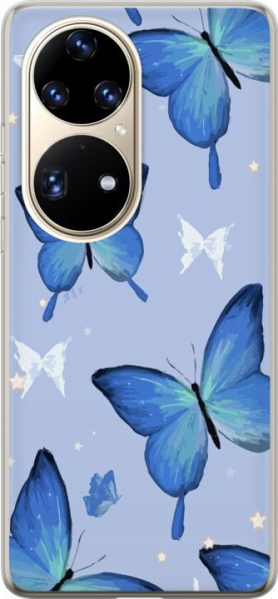 Mobildeksel til Huawei P50 Pro med Blå sommerfugler motiv