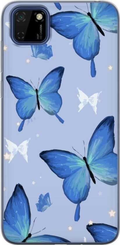 Mobildeksel til Huawei Y5p med Blå sommerfugler motiv