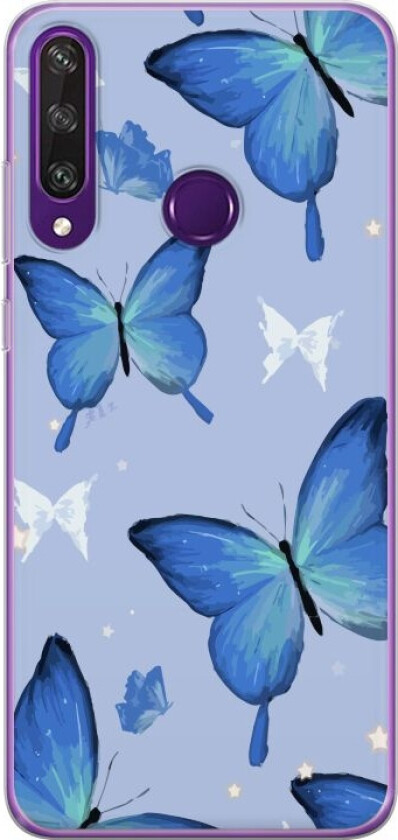 Mobildeksel til Huawei Y6p med Blå sommerfugler motiv