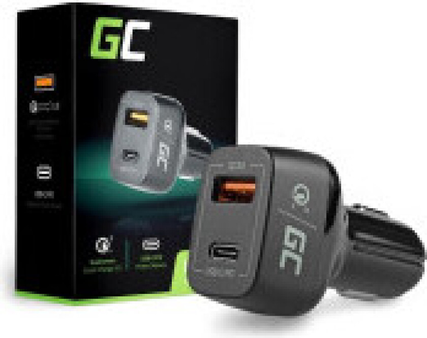 Green Cell In-car Charge USB-C Power Delivery + USB Quick Charge 3.0