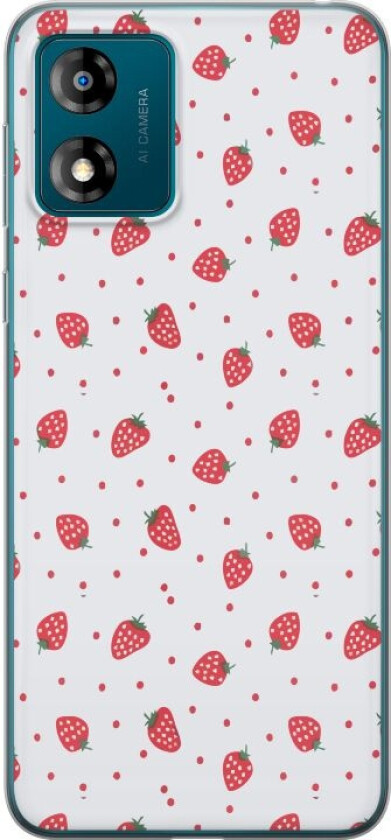 Mobildeksel til Motorola Moto E13 med Jordbær motiv