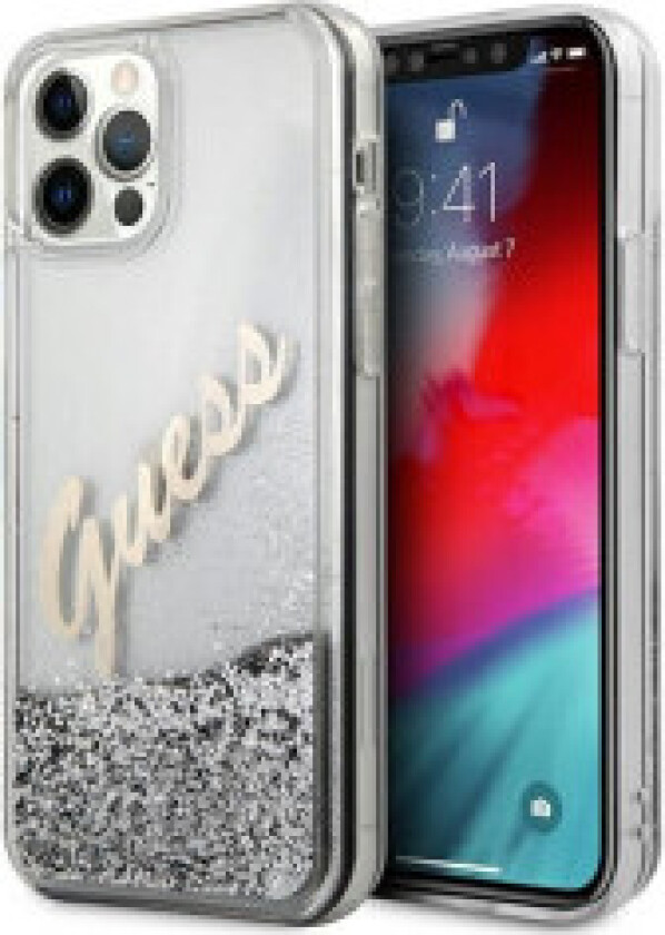 Guess Glitter Vintage Script - Deksel til iPhone 12 Pro Max