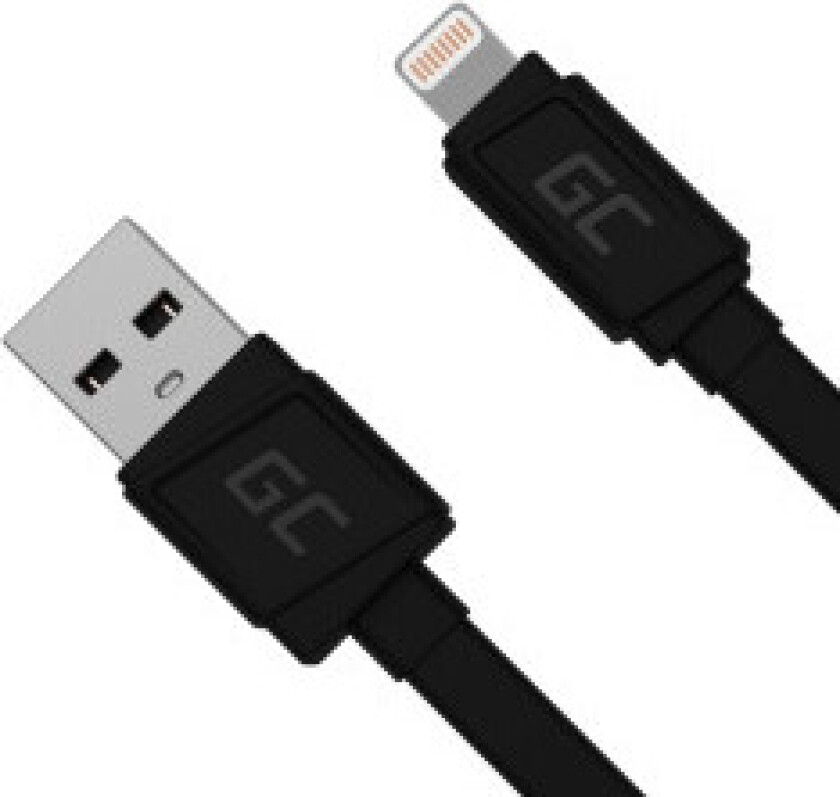 GCmatte Lightning Flat kabel 25 cm med hurtiglading Apple 2.4A