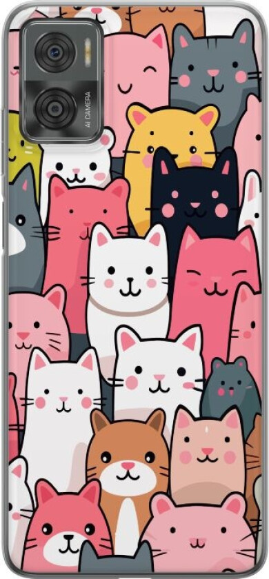 Mobildeksel til Motorola Moto E22i med Kattmønster motiv