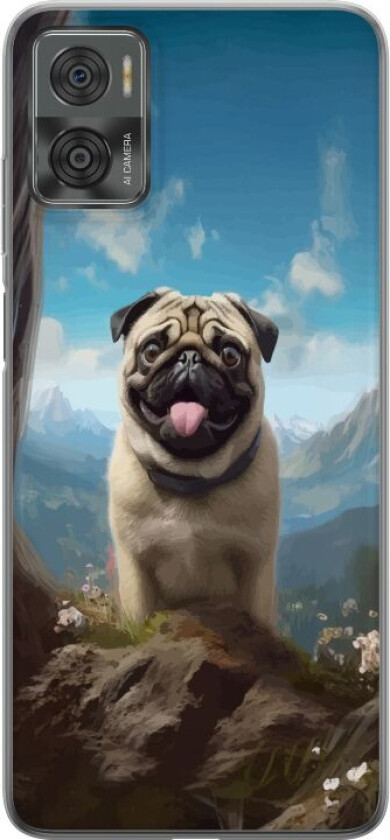 Mobildeksel til Motorola Moto E22i med Glad Hund motiv