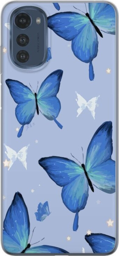 Mobildeksel til Motorola Moto E32s med Blå sommerfugler motiv