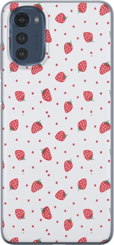 Mobildeksel til Motorola Moto E32s med Jordbær motiv