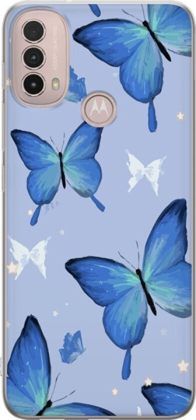 Mobildeksel til Motorola Moto E40 med Blå sommerfugler motiv