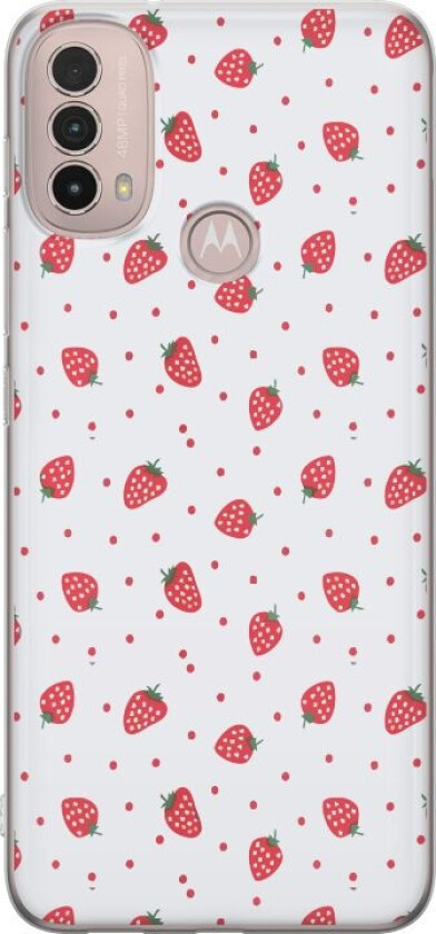 Mobildeksel til Motorola Moto E40 med Jordbær motiv