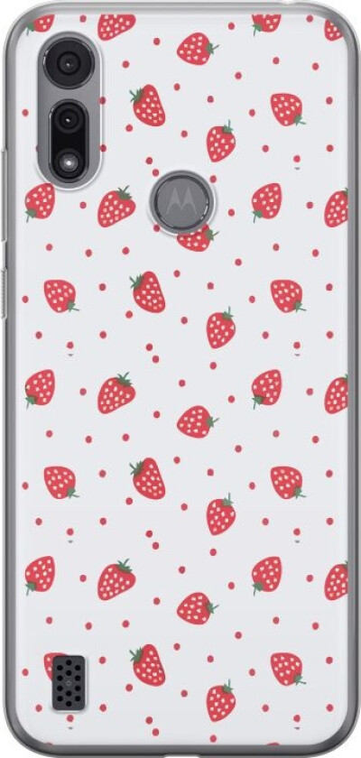 Mobildeksel til Motorola Moto E6i med Jordbær motiv