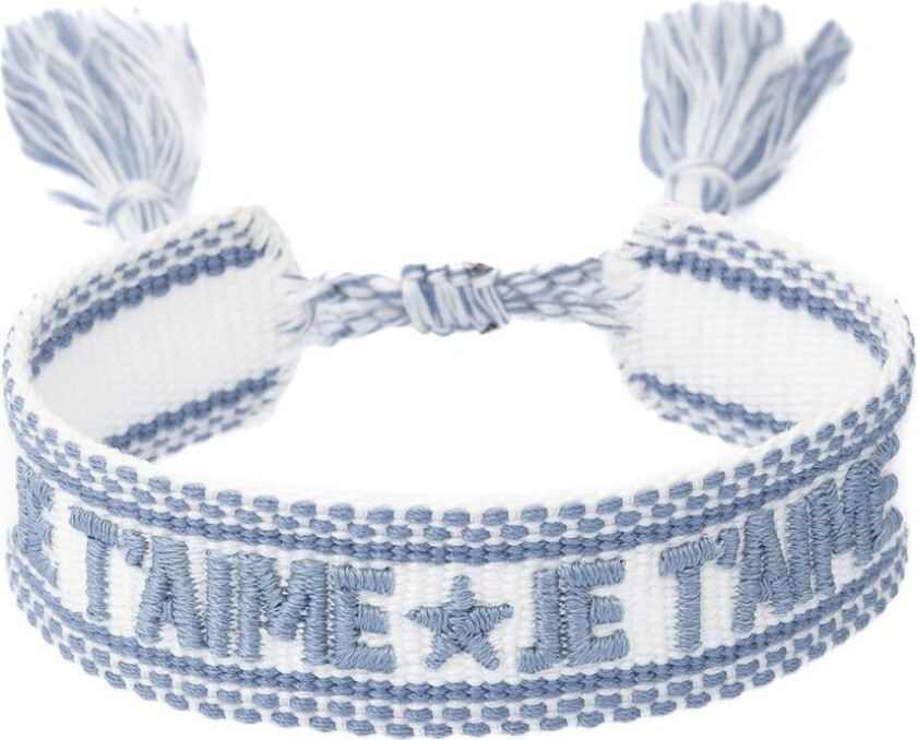 DARK Woven Friendship Bracelet Je T'aime White With Light Blue