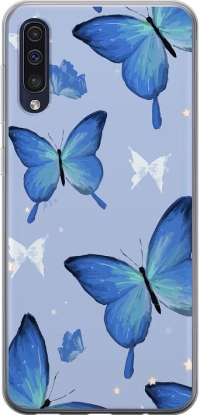 Mobildeksel til Samsung Galaxy A50 med Blå sommerfugler motiv