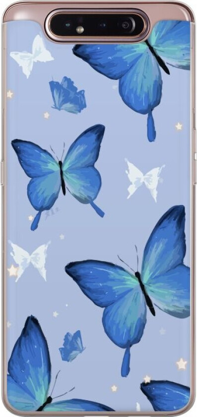 Mobildeksel til Samsung Galaxy A80 med Blå sommerfugler motiv