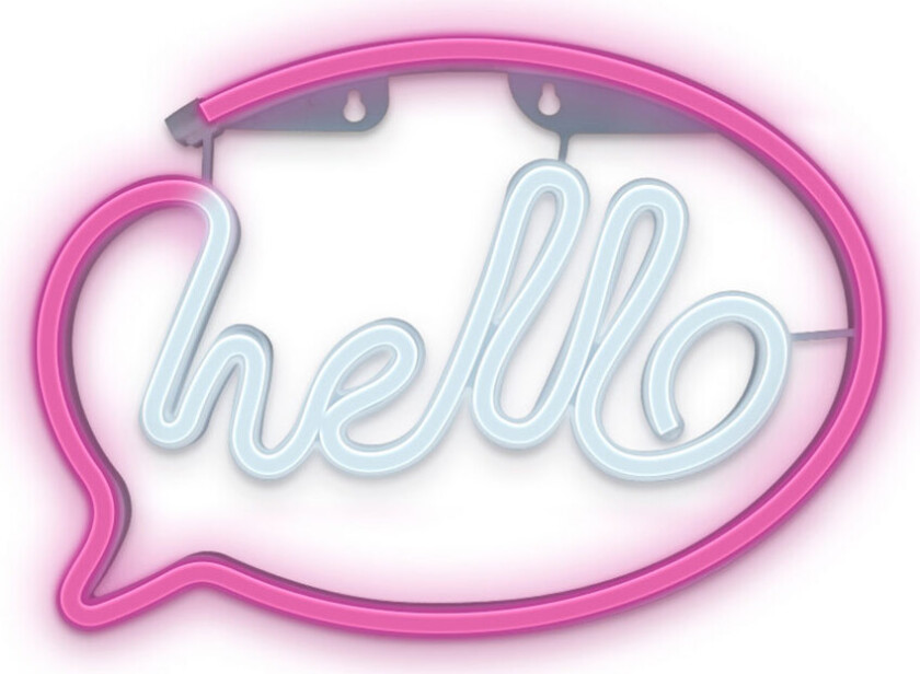 Neon LED Light HELLO battery + USB FLNE15, Pink/White