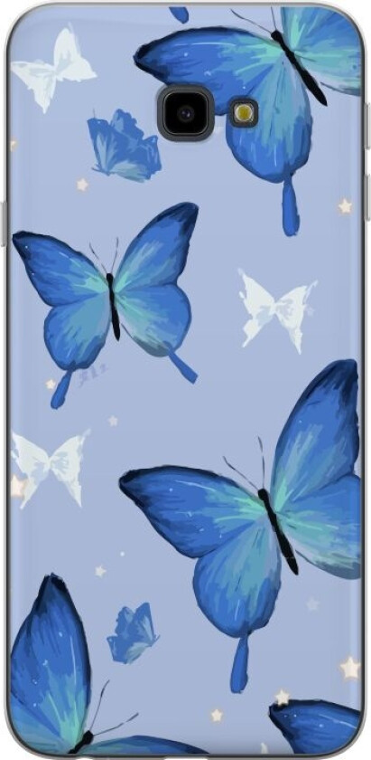 Mobildeksel til Samsung Galaxy J4+ med Blå sommerfugler motiv