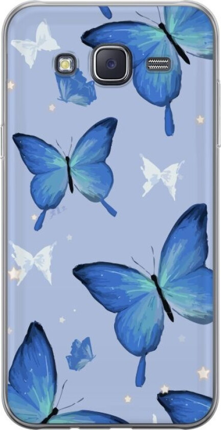 Mobildeksel til Samsung Galaxy J5 med Blå sommerfugler motiv
