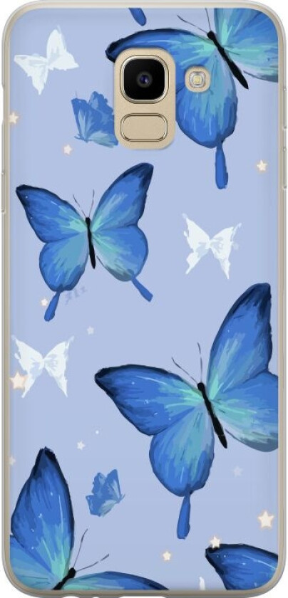 Mobildeksel til Samsung Galaxy J6 med Blå sommerfugler motiv