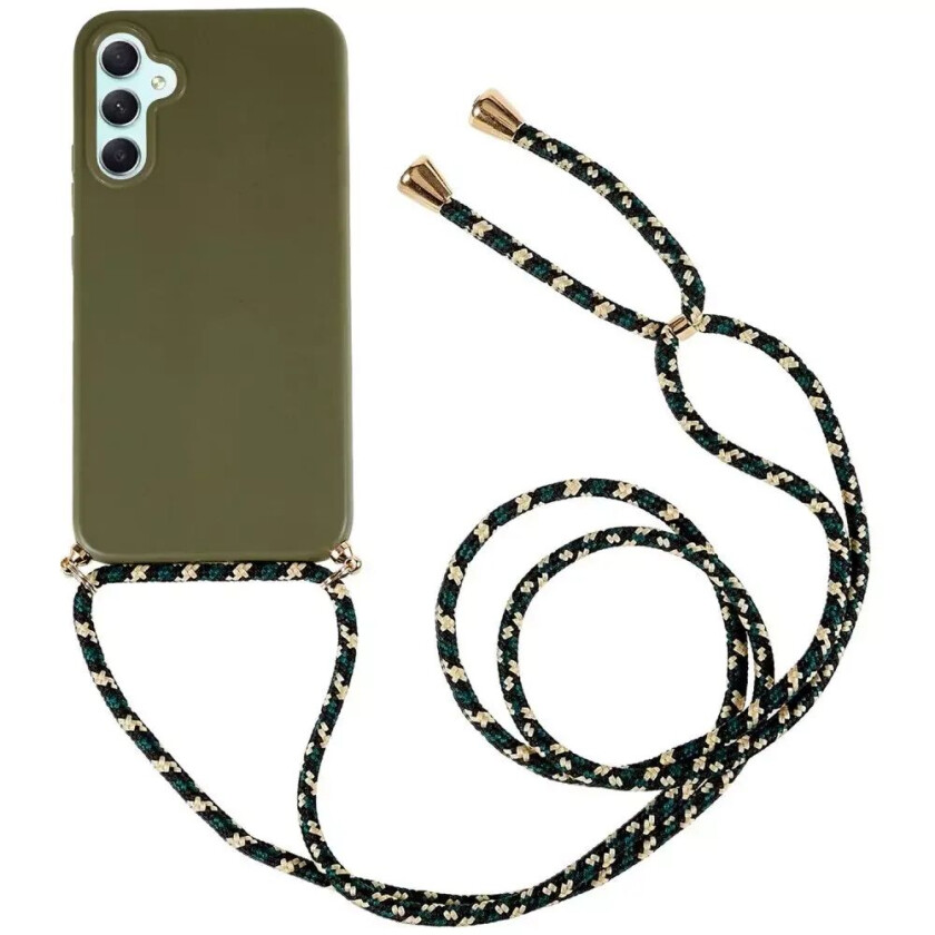 Samsung Galaxy A34 (5G) Fleksibelt Plastdeksel m. Ledning / Stropp - Army Grønn