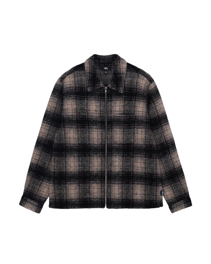 Stussy Wool Plaid Zip Shirt Jakke Beige Ruter  male M