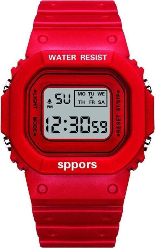 Barneklokke digital rød armbåndsur med LED lys klokke