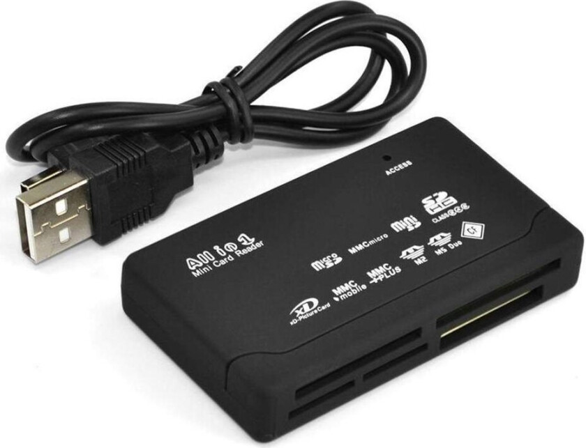 Universal USB Minnekortleser - Svart