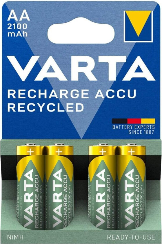 Recharge Recycled AA-batterier 2100 mAh 4-pk.