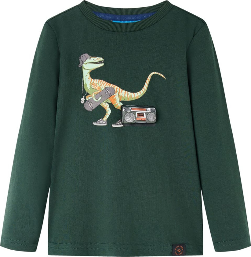 T-skjorte for barn med lange ermer mørkegrønn 104
